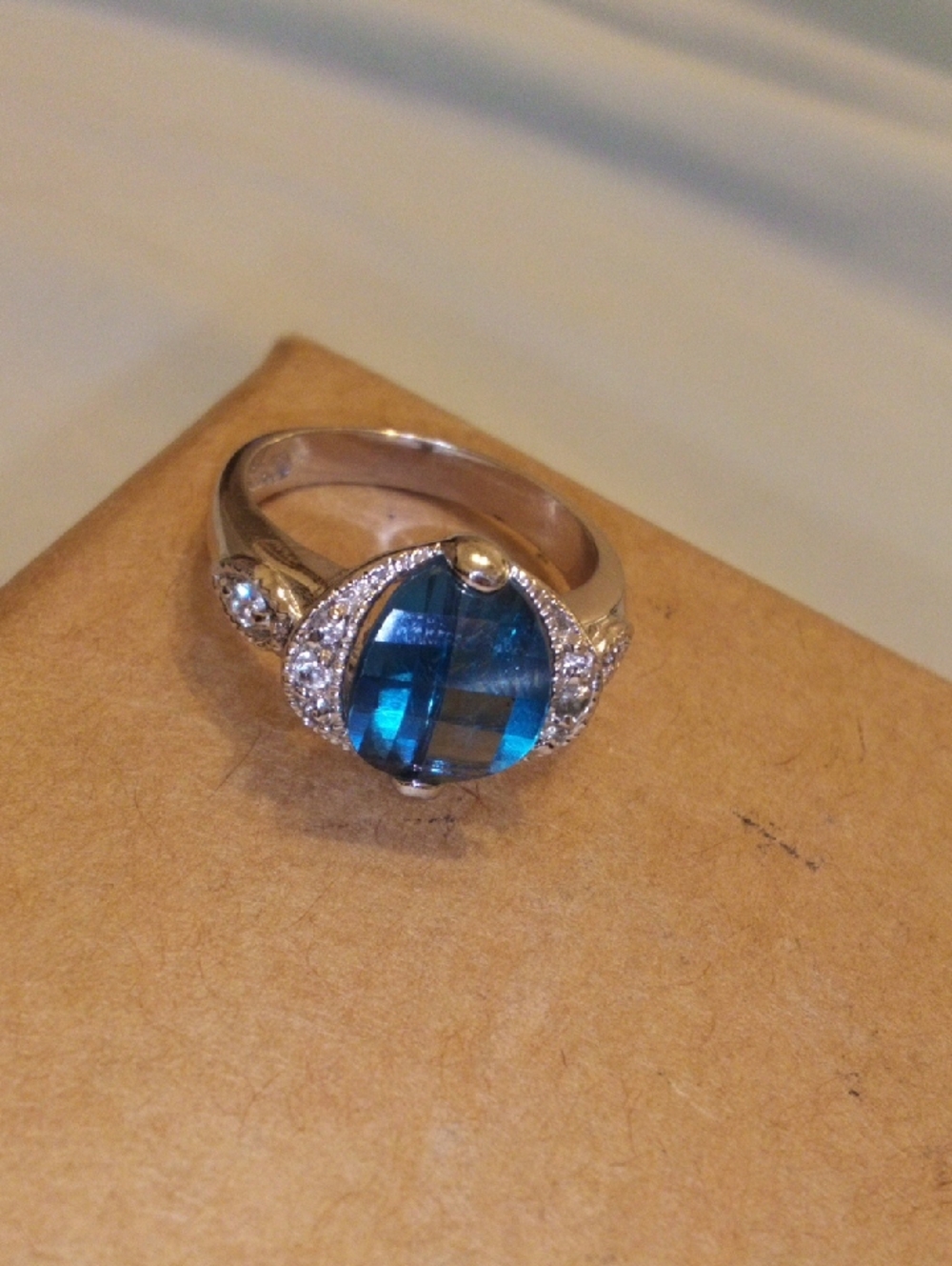 Blue Crystal Halo Statement Ring - Women Jewelry